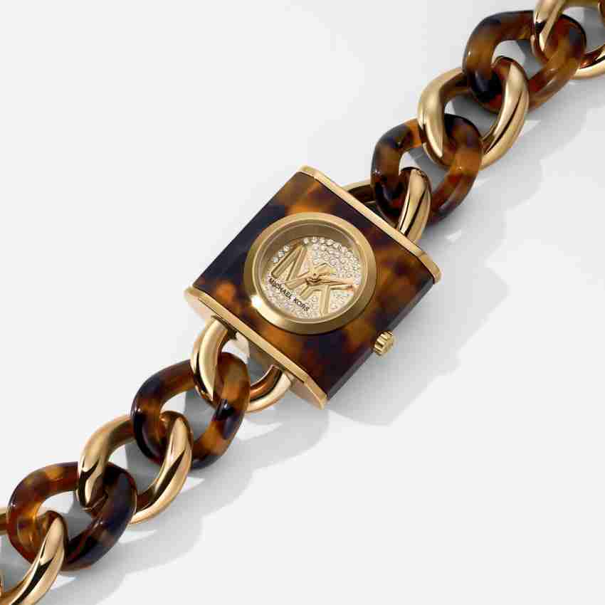  Shop Authentic Michael Kors Chain Lock Analog Silver Dial Two Tone Steel Strap Watch for Women - MK4808 - Luxxuri