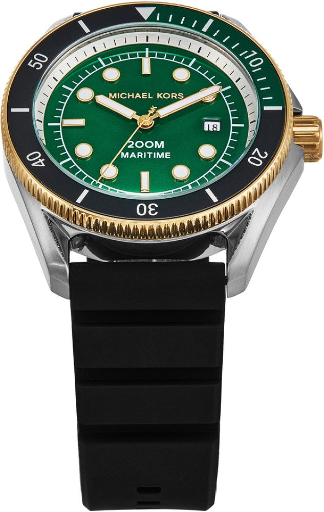  Shop Authentic Michael Kors Maritime Analog Green Dial Black Silicone Strap Watch for Men - MK9158 - Luxxuri