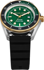  Shop Authentic Michael Kors Maritime Analog Green Dial Black Silicone Strap Watch for Men - MK9158 - Luxxuri