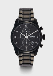  Shop Authentic Hugo Boss Skymaster Chronograph Black Dial Black Steel Strap Watch for Men - 1513785 - Luxxuri