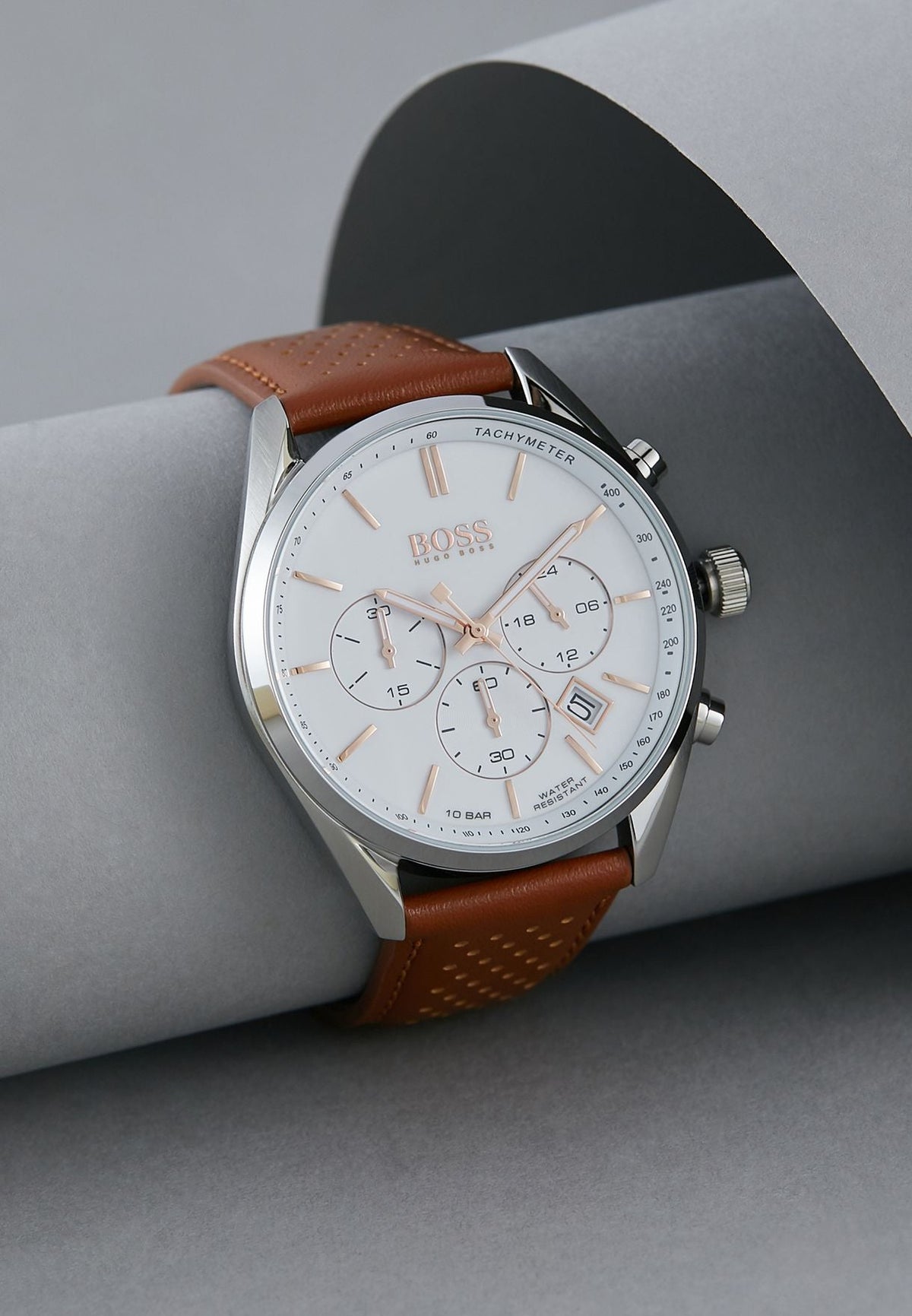  Shop Authentic Hugo Boss Grand Prix White Dial Brown Leather Strap Watch for Men - 1513475 - Luxxuri