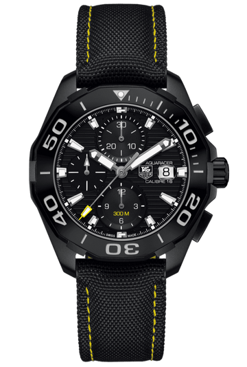 Shop Authentic Tag Heuer Aquaracer Chronograph PVD Black Dial Black Nylon Strap Watch for Men - CAY218A.FC6361 - Luxxuri