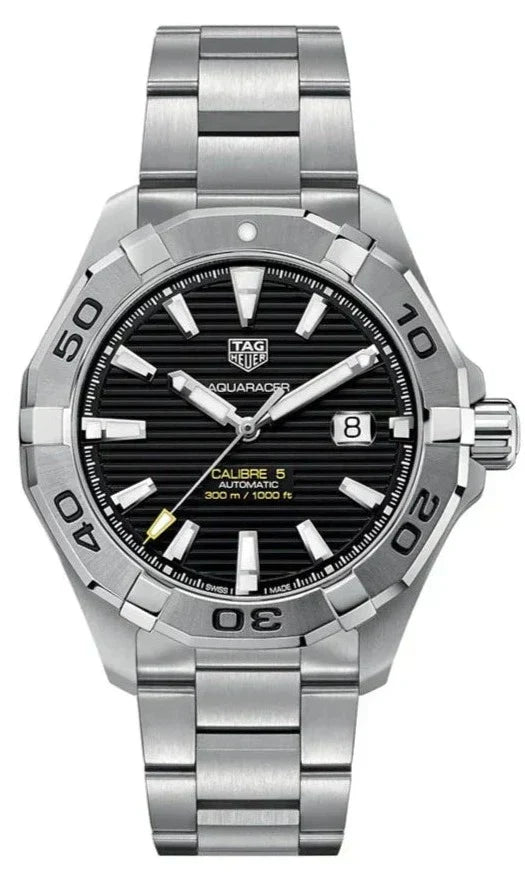  Shop Authentic Tag Heuer Aquaracer Automatic Black Dial Silver Steel Strap Watch for Men - WAY2010.BA0927 - Luxxuri