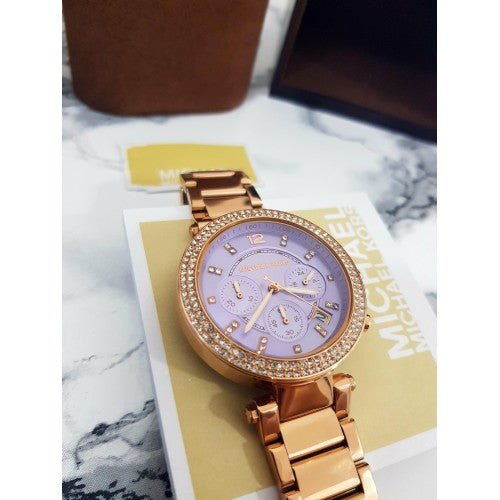  Shop Authentic Michael Kors Parker Purple Dial Rose Gold Steel Strap Watch for Women - MK6169 - Luxxuri