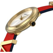  Shop Authentic Versace V-Flare Quartz Silver Dial Red Leather Strap Watch for Women - VEBN00418 - Luxxuri