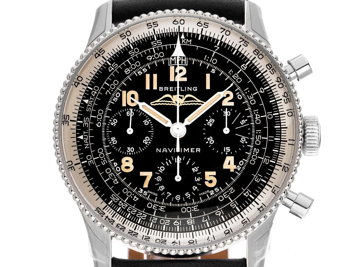  Shop Authentic Breitling Navitimer Ref. 806 1959 Re-Edition Black Dial Brown Leather Strap Watch for Men - AB0910371B1X1 - Luxxuri
