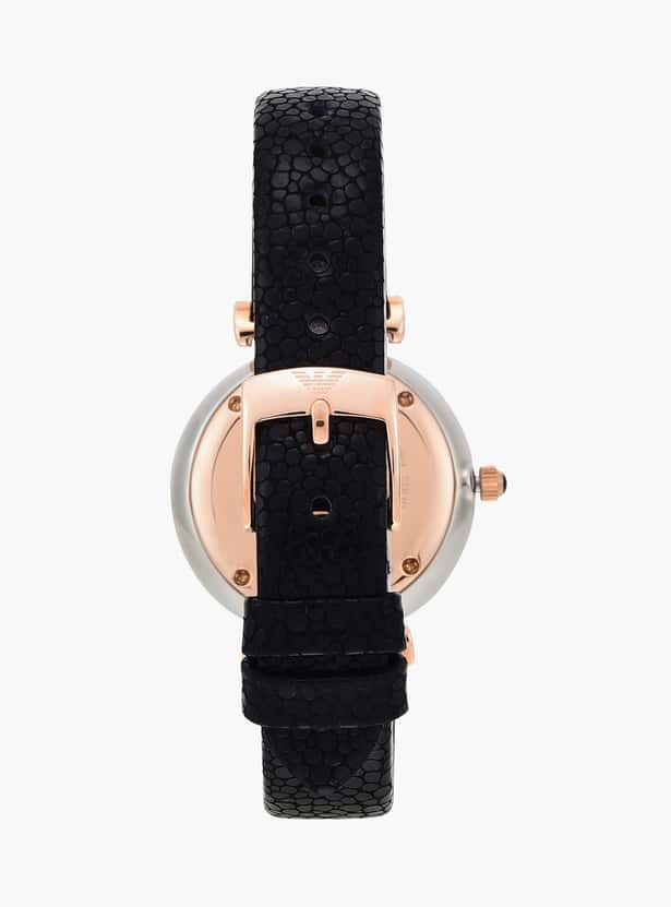  Shop Authentic Emporio Armani Gianni T Bar Analog Blue Dial Black Leather Strap Watch For Women - AR1989 - Luxxuri