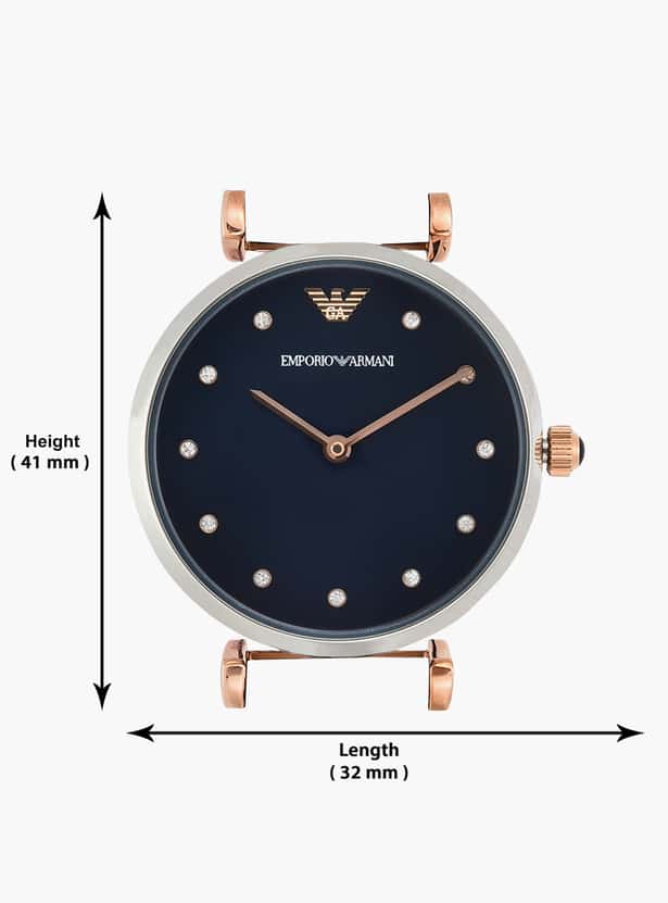  Shop Authentic Emporio Armani Gianni T Bar Analog Blue Dial Black Leather Strap Watch For Women - AR1989 - Luxxuri