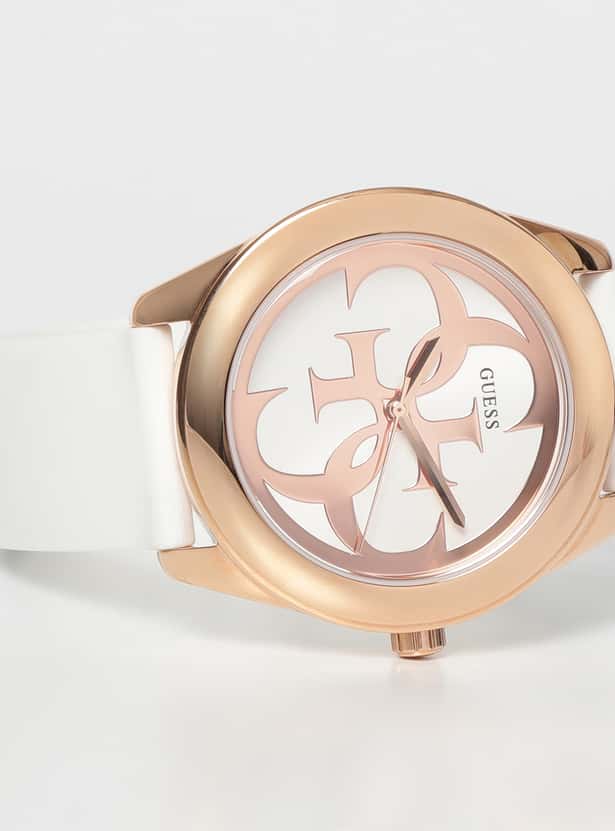  Shop Authentic Guess G Twist White & Gold Dial White Silicone Strap Watch For Women - W0911L5 - Luxxuri