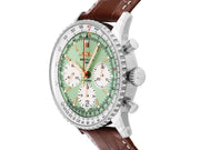  Shop Authentic Breitling Navitimer B01 Chronograph 41 Green Dial Brown Leather Strap Watch for Men - AB0139211L1P1 - Luxxuri