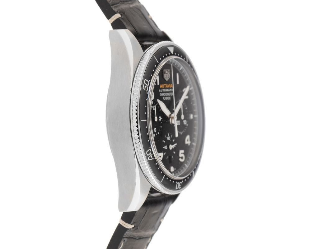  Shop Authentic Tag Heuer Autavia Chronometer Flyback Automatic Chronograph Black Dial Black Leather Strap Watch for Men - CBE511A.FC8279 - Luxxuri