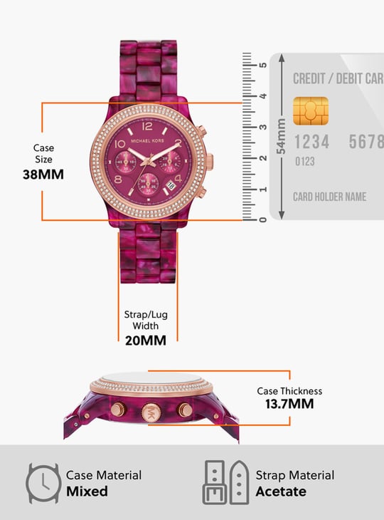  Shop Authentic Michael Kors Runway Chronograph Red Dial Red Steel Strap Watch for Women - MK7425 - Luxxuri