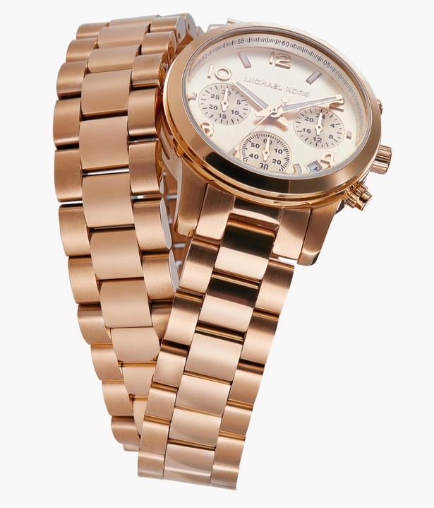  Shop Authentic Michael Kors Runway Chronograph Analog Rose Gold Dial Rose Gold Steel Strap Watch for Women - MK7453 - Luxxuri