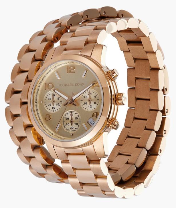 Shop Authentic Michael Kors Runway Chronograph Analog Rose Gold Dial Rose Gold Steel Strap Watch for Women - MK7453 - Luxxuri