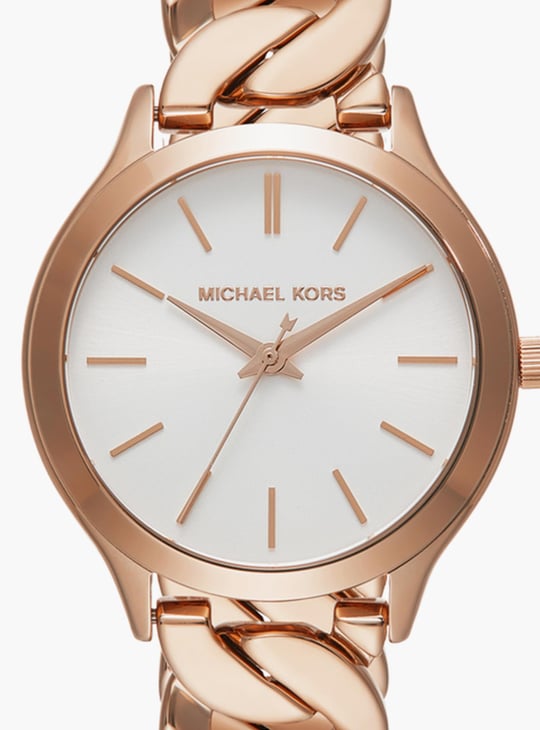  Shop Authentic Michael Kors Runway Three-Hand Silver Dial Rose Gold Steel Strap Watch for Women - MK7473 - Luxxuri