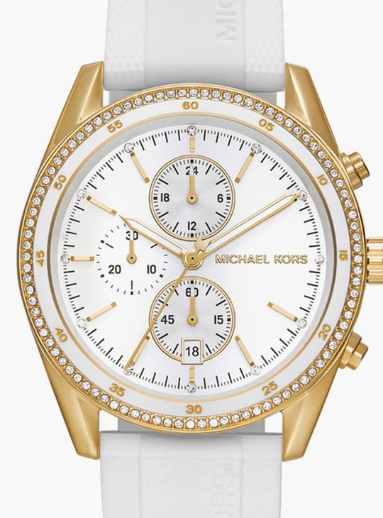  Shop Authentic Michael Kors Hadyn Chronograph White Dial White Rubber Strap Watch for Women - MK7484 - Luxxuri