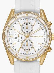  Shop Authentic Michael Kors Hadyn Chronograph White Dial White Rubber Strap Watch for Women - MK7484 - Luxxuri