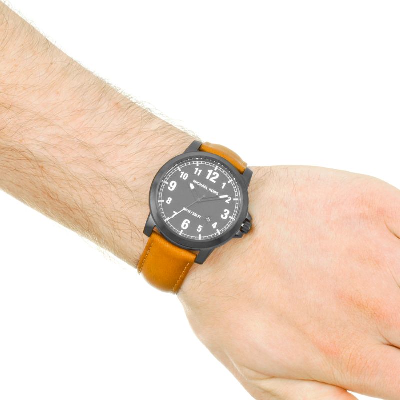  Shop Authentic Michael Kors Paxton Analog Black Dial Brown Rubber Strap Watch For Men - MK8502 - Luxxuri