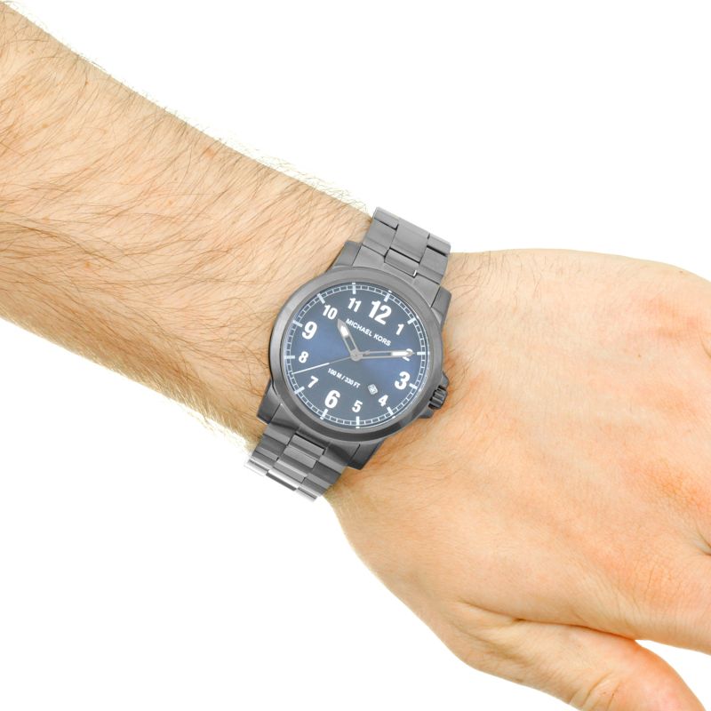  Shop Authentic Michael Kors Paxton Analog Blue Dial Grey Steel Strap Watch For Men - MK8499 - Luxxuri