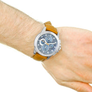  Shop Authentic Michael Kors Ryker Chronograph Analog Blue Dial Brown Leather Strap Watch For Men - MK8518 - Luxxuri