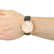  Shop Authentic Michael Kors Lexington Chronograph Rose Gold Dial Black Leather Strap Watch For Men - MK8516 - Luxxuri