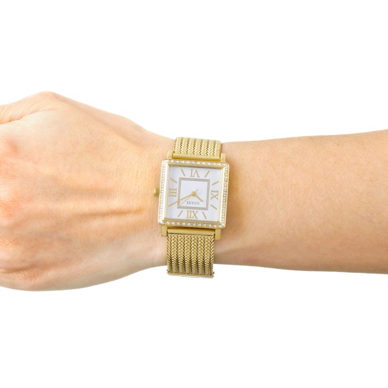  Shop Authentic Guess White Dial Gold Mesh Bracelet Watch For Women - W0826L2 - Luxxuri