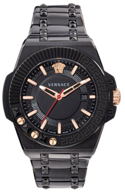  Shop Authentic Versace Chain Reaction Quartz Black Dial Black Steel Strap Watch for Men - VEDY00719 - Luxxuri