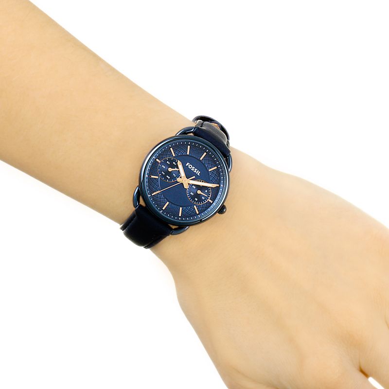  Shop Authentic Fossil Tailor Blue Dial Blue Leather Strap Watch for Women - ES4092 - Luxxuri