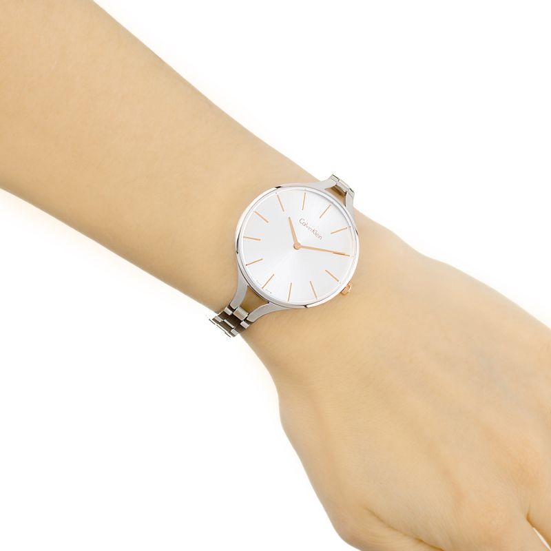  Shop Authentic Calvin Klein Graphic Silver Dial Silver Steel Strap Watch for Women - K7E23B46 - Luxxuri