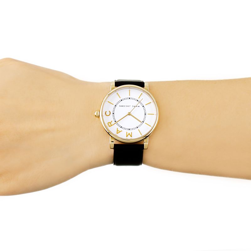  Shop Authentic Marc Jacobs Roxy White Dial Black Leather Strap Watch for Women - MJ1532 - Luxxuri