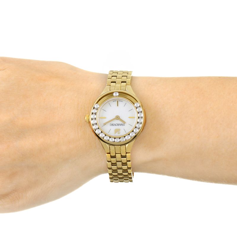  Shop Authentic Swarovski Lovely Crystals White Dial Gold Steel Strap Watch for Women - 5242895 - Luxxuri