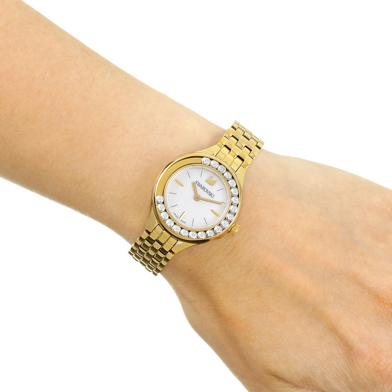  Shop Authentic Swarovski Lovely Crystals White Dial Gold Steel Strap Watch for Women - 5242895 - Luxxuri