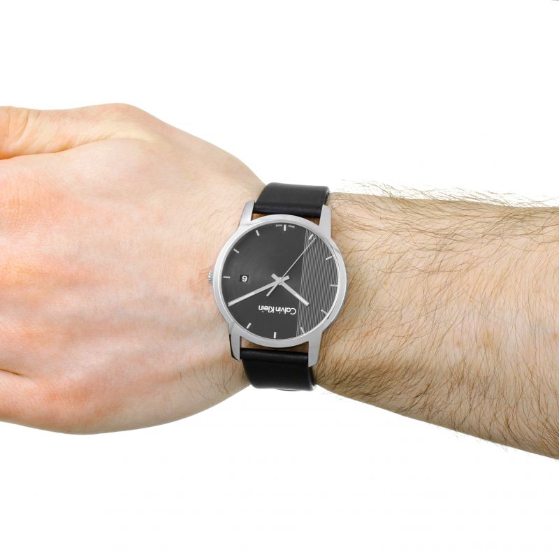  Shop Authentic Calvin Klein City Quartz Black Dial Black Leather Strap Watch for Men - K2G2G1C1 - Luxxuri