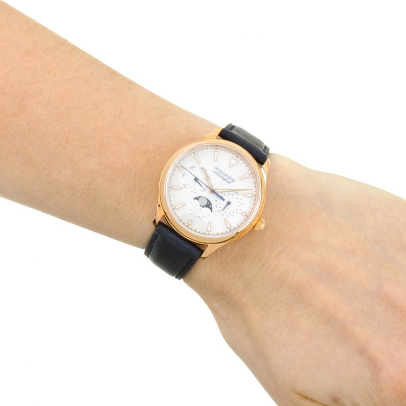  Shop Authentic Movado Heritage Celestograf White Mother of Pearl Dial Blue Leather Strap Watch For Women - 3650011 - Luxxuri