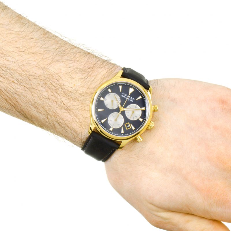  Shop Authentic Movado Heritage Chronograph Calendoplan Blue Dial Black Leather Strap Watch for Men - 3650006 - Luxxuri