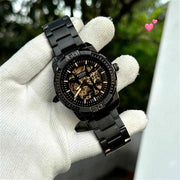  Shop Authentic Fossil Bronson Automatic Skeleton Black Dial Black Steel Strap Watch for Men - ME3217 - Luxxuri