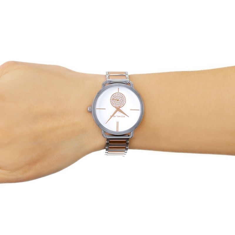  Shop Authentic Michael Kors Portia Quartz Silver Dial Two Tone Steel Strap Watch For Women - MK3709 - Luxxuri