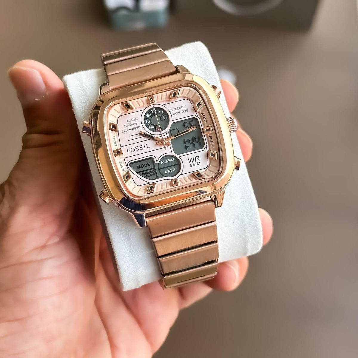  Shop Authentic Fossil Retro Analog-Digital Gold Dial Gold Steel Strap Watch for Men - FS5889 - Luxxuri