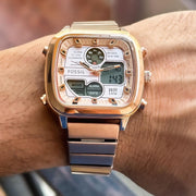  Shop Authentic Fossil Retro Analog-Digital Gold Dial Gold Steel Strap Watch for Men - FS5889 - Luxxuri