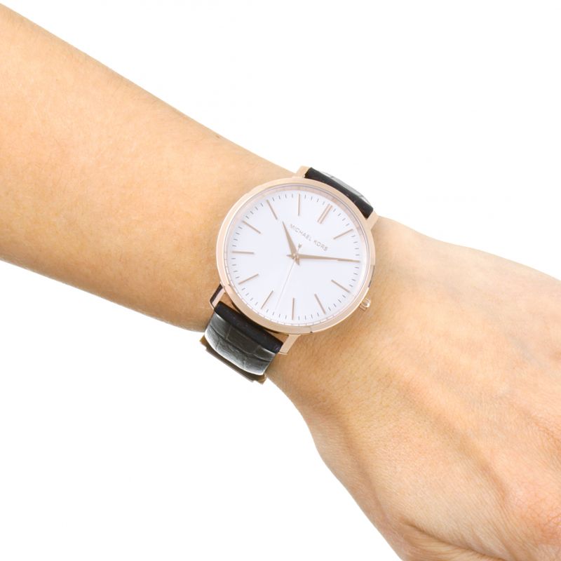  Shop Authentic Michael Kors Jaryn Quartz White Dial Black Leather Strap Watch For Women - MK2472 - Luxxuri