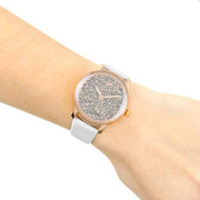  Shop Authentic Swarovski Crystalline Hours Quartz Grey Dial Black Leather Strap Watch for Women - 5344635 - Luxxuri