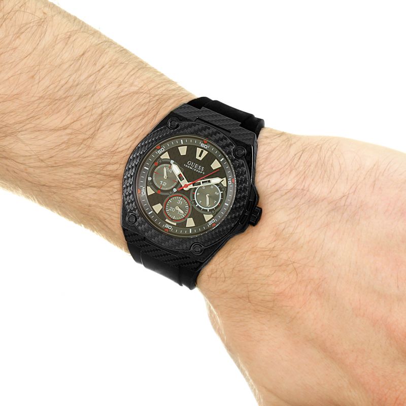  Shop Authentic Guess Legacy Black Dial Black Rubber Strap Watch For Men - W1048G2 - Luxxuri