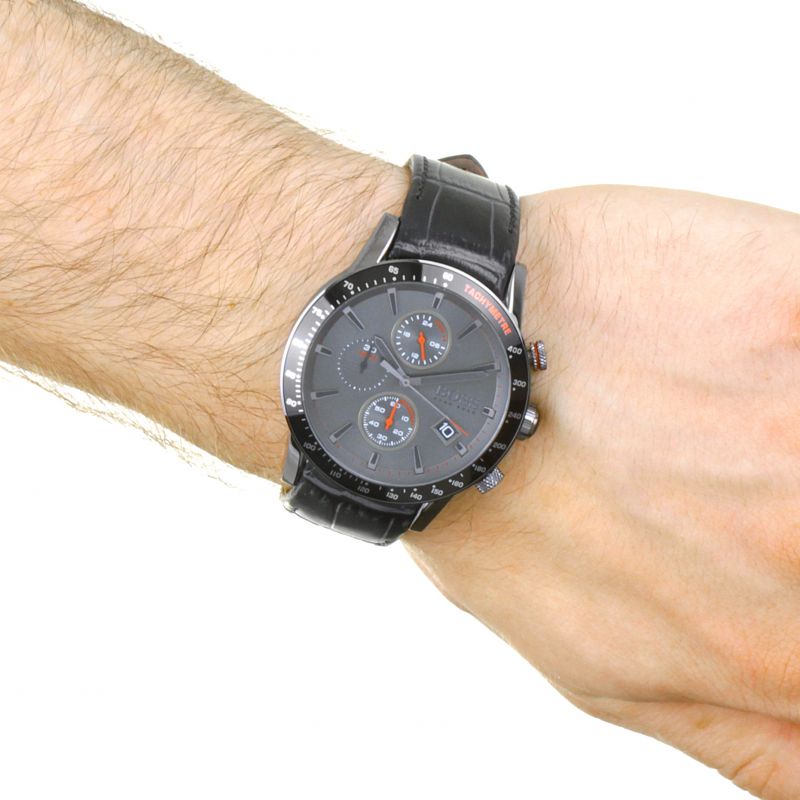  Shop Authentic Hugo Boss Rafale Chronograph Grey Dial Grey Leather Strap Watch For Men - 1513445 - Luxxuri