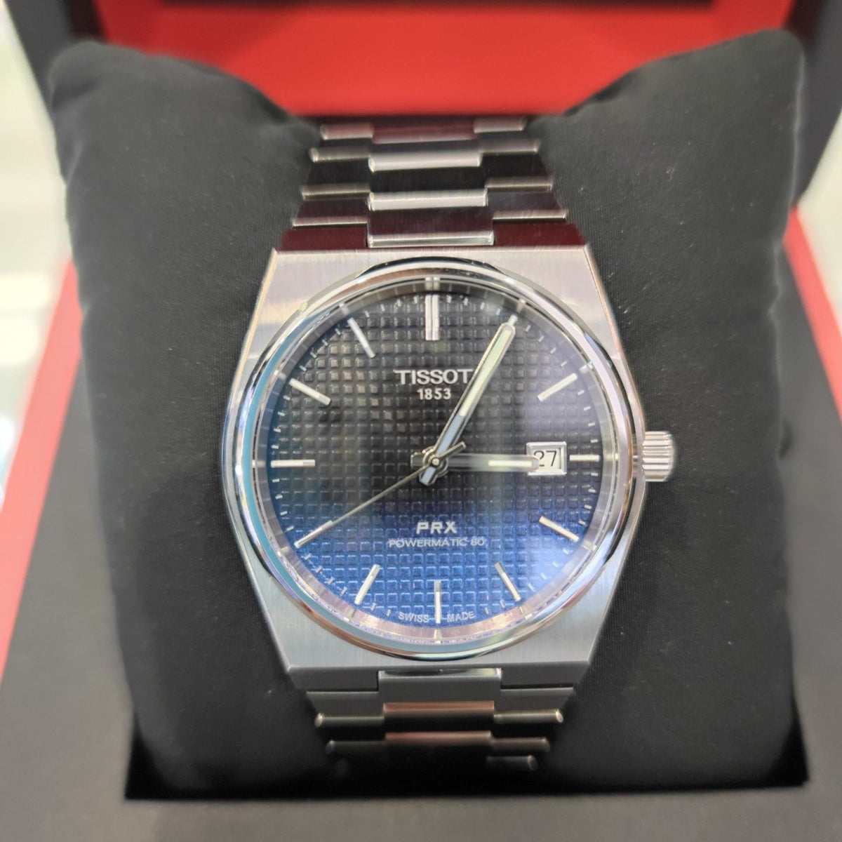  Shop Authentic Tissot Powermatic 80 Automatic Gradient Blue Dial Silver Steel Strap Watch for Men - T137.407.11.051.01 - Luxxuri