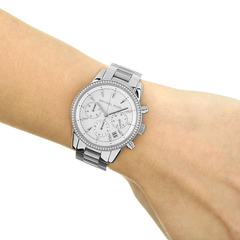  Shop Authentic Michael Kors Ritz Silver Dial Silver Steel Strap Watch for Women - MK6428 - Luxxuri