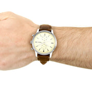  Shop Authentic Fossil Townsman Chronograph White Dial Brown Leather Strap Watch for Men - FS5350 - Luxxuri