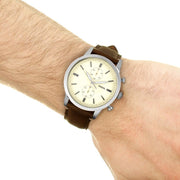  Shop Authentic Fossil Townsman Chronograph White Dial Brown Leather Strap Watch for Men - FS5350 - Luxxuri