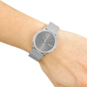  Shop Authentic Calvin Klein Minimal Black Dial Silver Mesh Bracelet Watch for Women - K3M22123 - Luxxuri