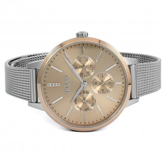  Shop Authentic Hugo Boss Symphony Brown Dial Silver Mesh Bracelet Watch for Women - 1502423 - Luxxuri