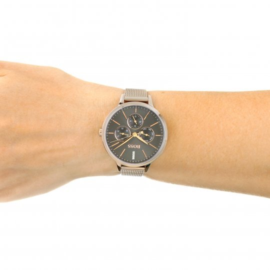  Shop Authentic Hugo Boss Symphony Grey Dial Gold Mesh Bracelet Watch for Women - 1502424 - Luxxuri